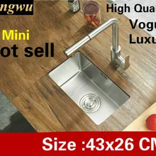 Маленькая кухонная ручная раковина одинарная мойка, роскошная мойка овощей 304 из нержавеющей стали, Горячая 430x260 мм