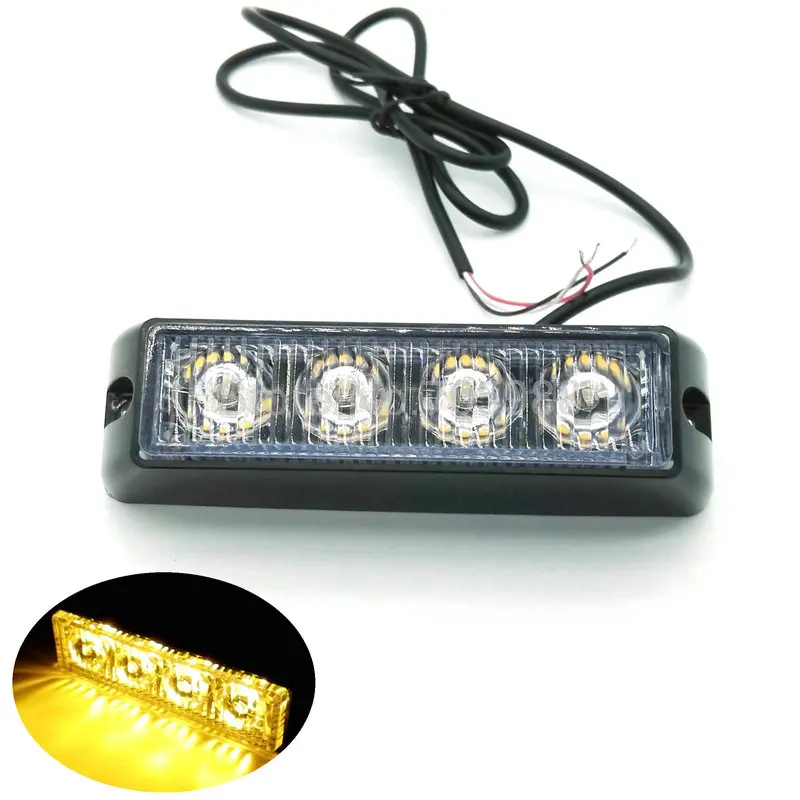 4 LED 4 Watt Mini Compact side Front rear surface mount directional Strobe Light car truck