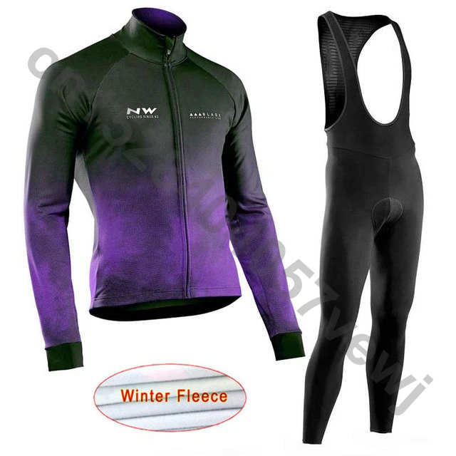 NW зимняя флисовая футболка с длинным рукавом для велоспорта Pro Team Мужская одежда для гонок и велоспорта зимняя одежда для велоспорта Ropa Ciclismo Hombre C27 - Цвет: set 10