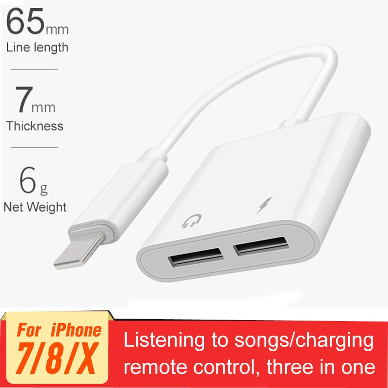 Goedkoop Voor iOS 11 2 in 1 Charger Adapter Voor Dual Bliksem Jack Hoofdtelefoon Koptelefoon Audio Kabel Opladen Luisteren Voor iPhone X 7 plus
