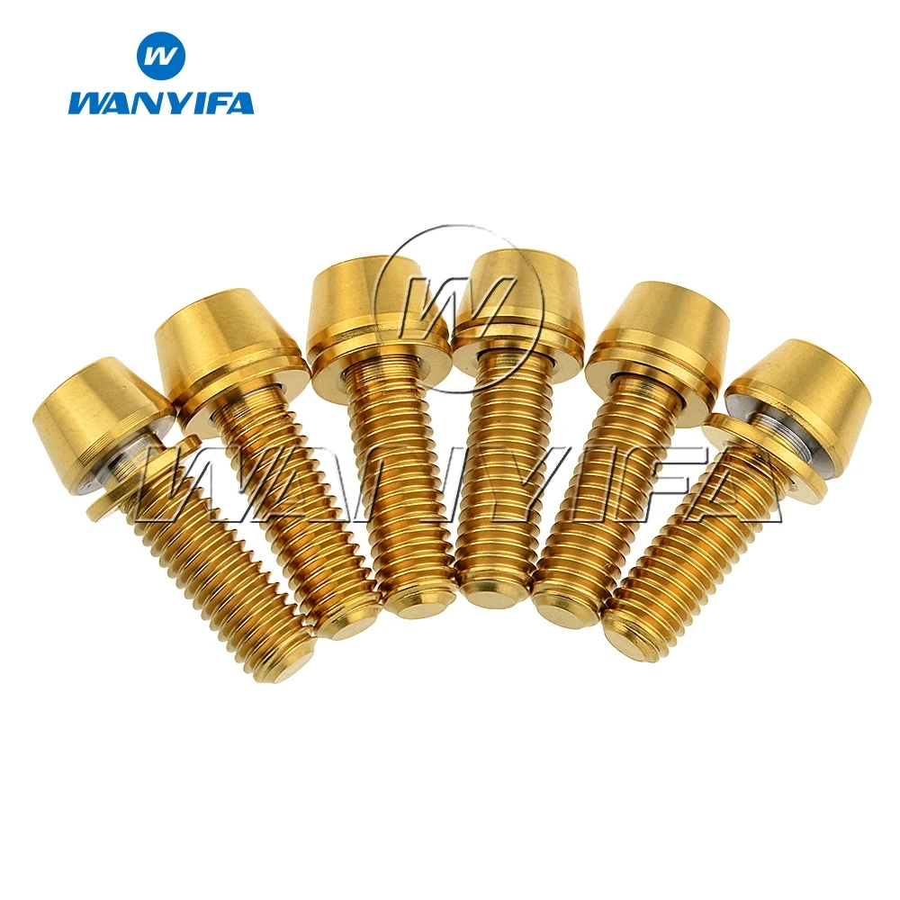

Wanyifa Titanium Ti M5x 16mm 18mm 20mm Taper Head Bolts with Washer Screw for Bicycle Stem pack of 6