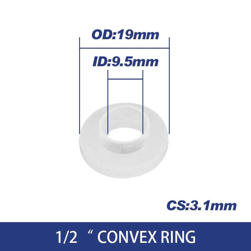 Белый черный 1/" 3/4" " резиновое кольцо кремния PTFE плоская прокладка уплотнительное кольцо для душевой форсунки шланг Труба сильфонная трубчатая шайба кольцо - Цвет: Convex (9.5X19X3.1)