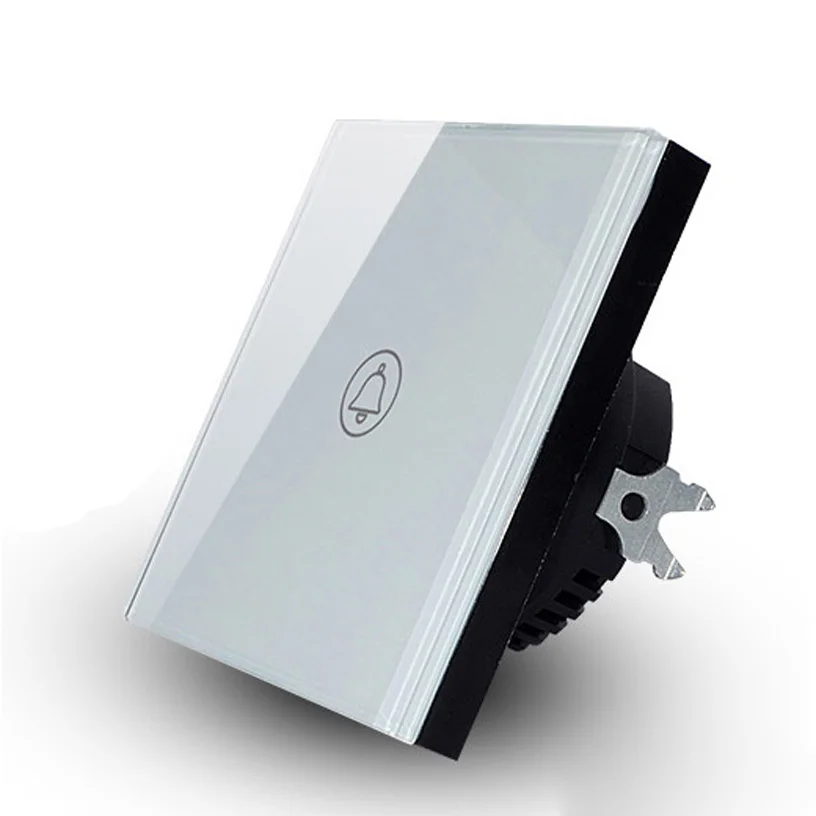 Free Shipping Touch Doorbell Switch,White Crystal Glass Panel, AC110