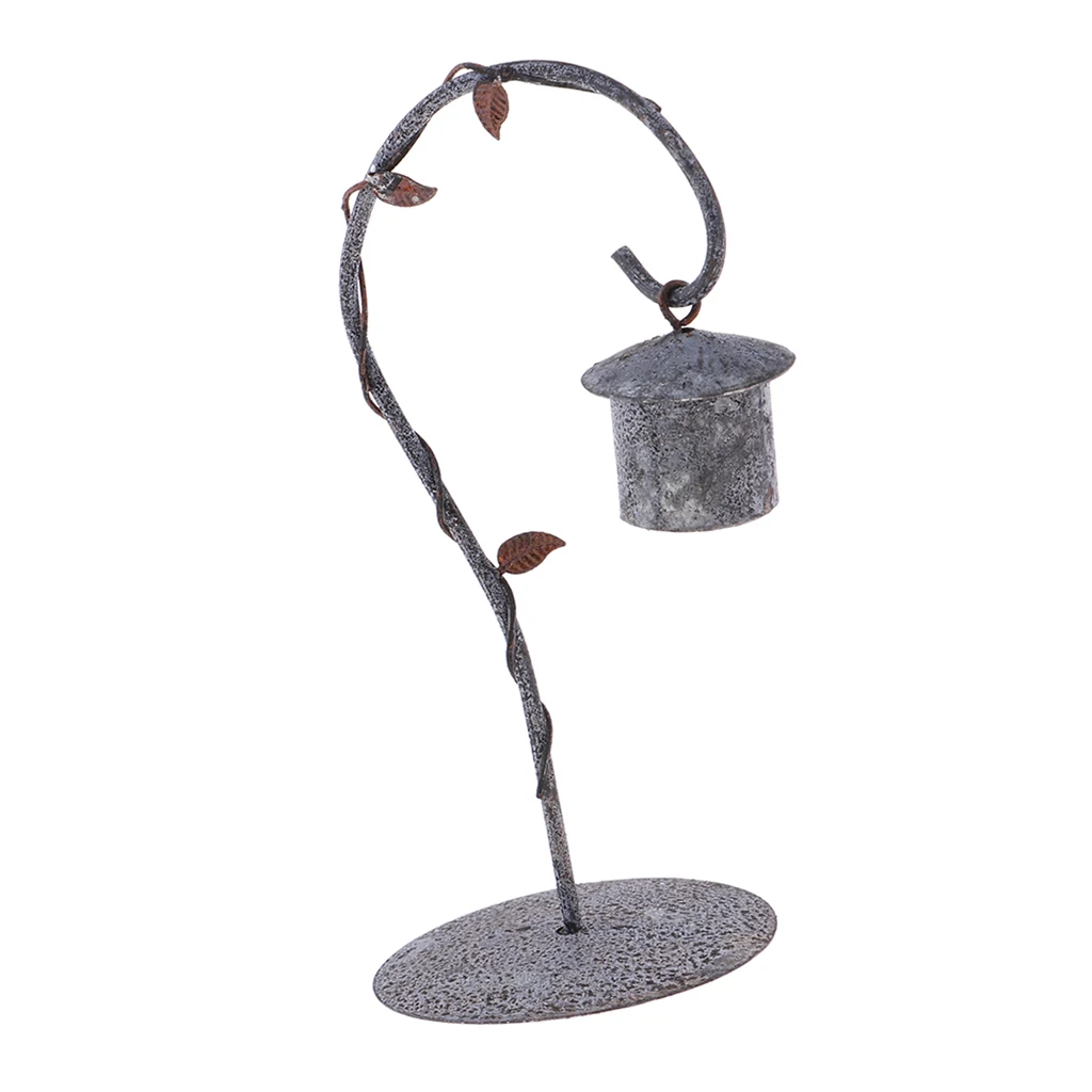 1/12 Dollhouse Faded Metal Birdcage Mini Bird House Craft with Holder Fairy Garden Decoration Doll House Garden Accessories