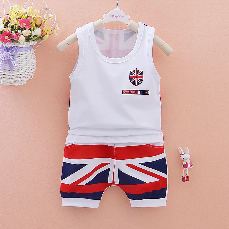 Summer Children Boys Girls Baby Fashion Infant Clothing Set Kids Cotton Cartoon Shorts Suit Twinset baby tracksuit kids clothes - Цвет: qi white