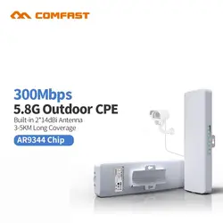 ЕС Plug 300 Мбит/с 5,8 ГГц 3-5 км Дальний Беспроводной внешний CPE wifi точка доступа маршрутизатора 2 * 14dBi Wi-Fi антенна высокой мощности мост