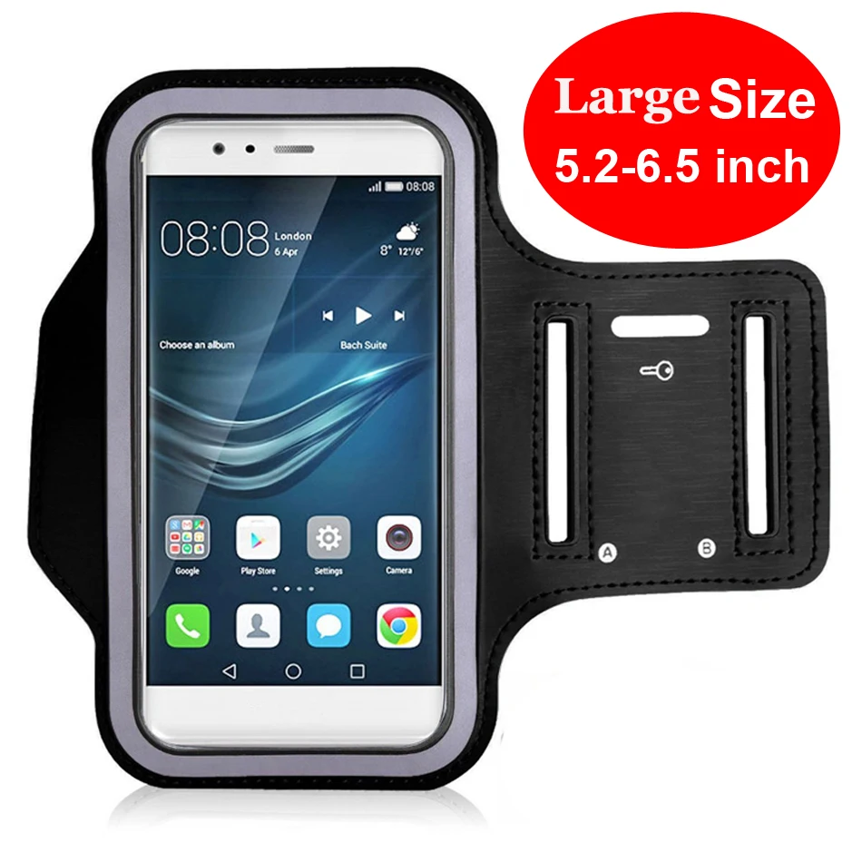 Водонепроницаемая сумка-нарукавник для мобильного телефона чехол для iPhone X с R 7 11 Pro спортивная повязка на руку для бега для samsung S10 S9 Xiaomi держатель крышки - Цвет: Large Size (Black)