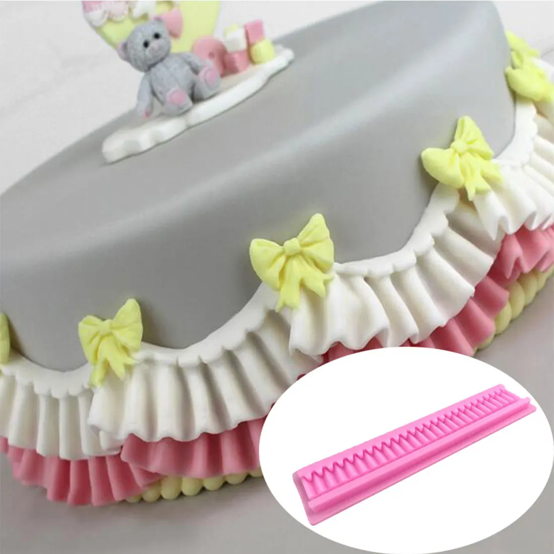 

Practical Cake Folded Lace Border Decoration Mold Cake Side Decorating Stencils Fondant Cake Decorating Tools