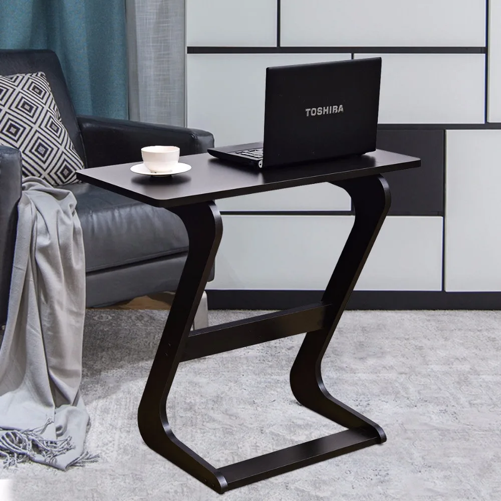 Goplus Portable Sofa Table Modern End Side Tables Console Snack TV Coffee Tray PC Laptop Desk Z-Shape Wooden Desk HW56267BR