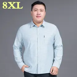 Новинка Осень 8XL 7XL 6XL 5XL модная брендовая мужская одежда мужская рубашка с длинными рукавами мужская клетчатая хлопчатобумажная