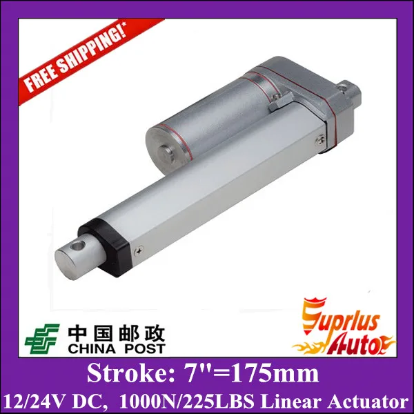 Free Shipping China Post 12V,175mm/ 7 inch stroke, 1000N/100KG/225LBS load linear actuator china post chinese chronological stamps 2008 7 earthquake relief unity is strength the complete one free shipping