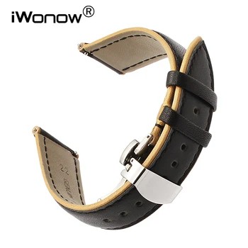 

22mm France Genuine Calf Leather Watchband for Seiko Citizen Casio Hamilton Double Color Watch Band Quick Release Wrist Strap