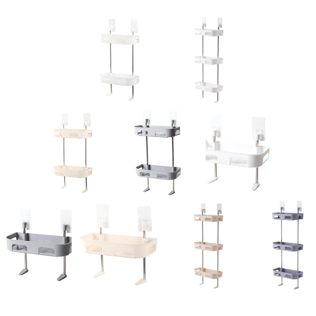 1/2/3 Layers Toilet Shelf Bathroom Storage Rack Wall-mounted Shower Shelf Shampoo Tissue Towels Holder Toilet Shower Organizer