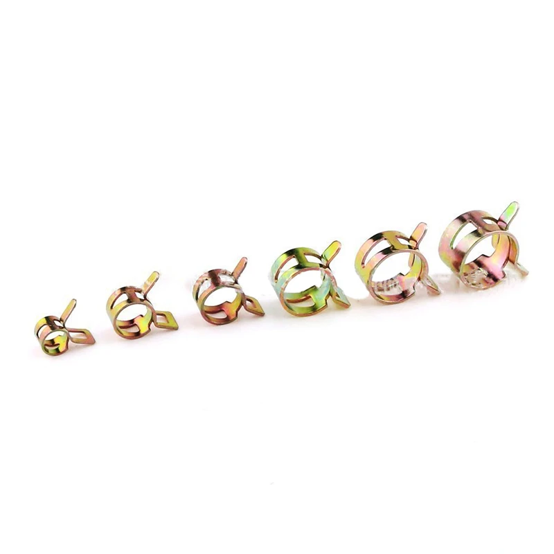 

120pcs 7/10/11/14/16/17mm Water Hose Clip Iron Galvanized Tube Pipe Clamp Spring Band Type Vacuum Hose Clamps