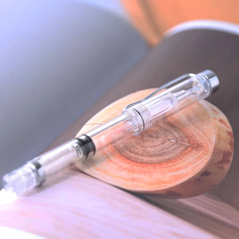 

Piston Fountain Pen Large Capacity Fashion Classic Transparent Colorful Piston Pen for Writing Calligraphy School Stationery