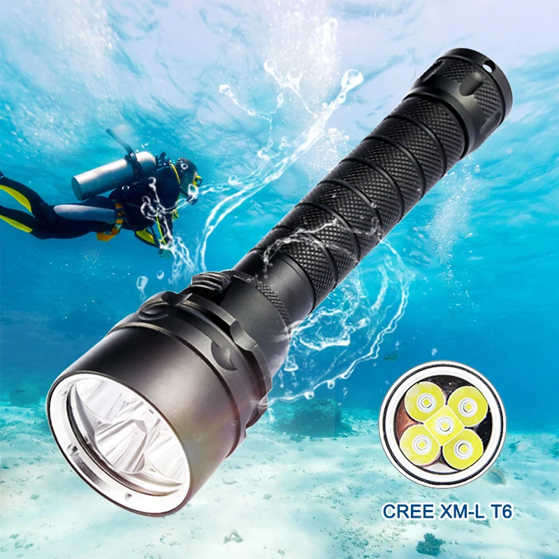 

Scuba Dive torch 5000 Lumens Diving For Flashlight Torch 5*T6 200M Underwater Diving Tactical led Flashlights Lantern Lamp
