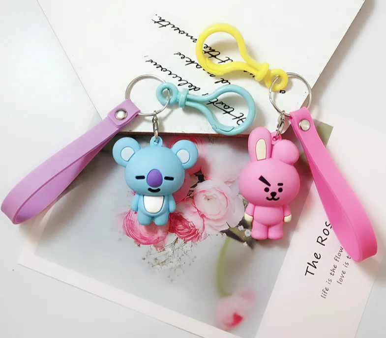 

[MYKPOP]BTS BT21 CartooN Keychain JIMIN Tata PVC+Silicone Keyring Key Holder Bag Pendant KPOP Fans Collection SA18090101