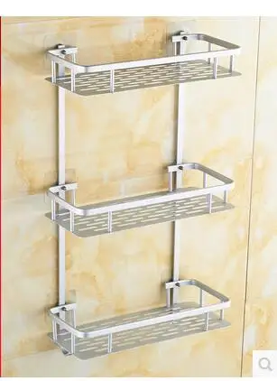 

The bathroom shelf suction-cup receive bathroom rack shelf in 3 layer wall from punching