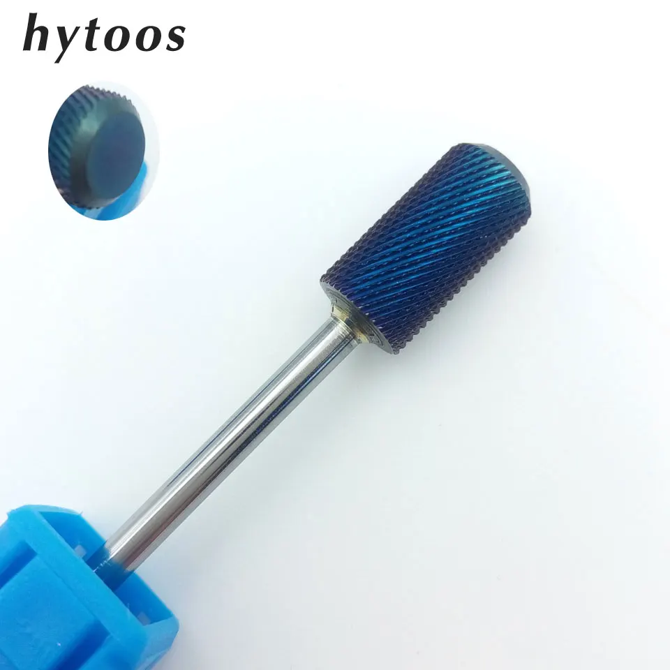HYTOOS Blue Tungsten Carbide Burrs Nano Coating Nail Drill Bit 3 32 Milling Cutter Bits For