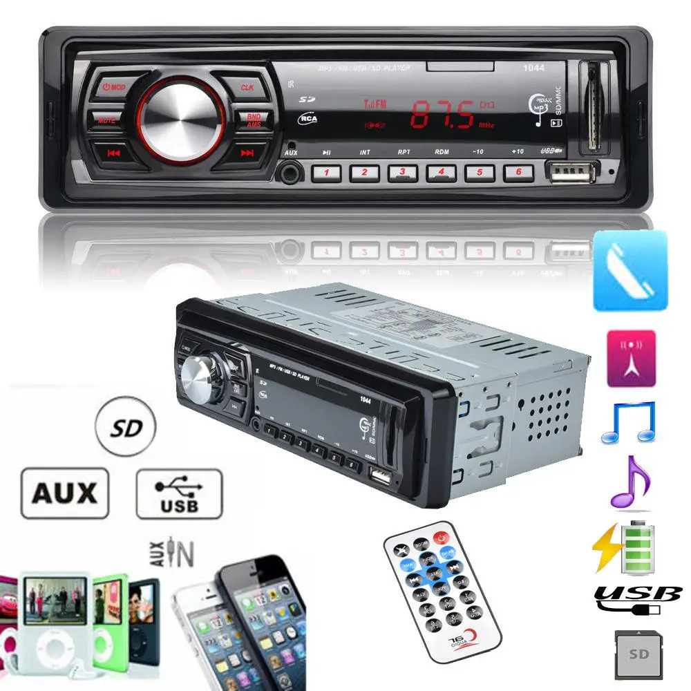 Car In Dash Stereo Audio FM Aux Input Receiver SD USB MP3 Radio Player