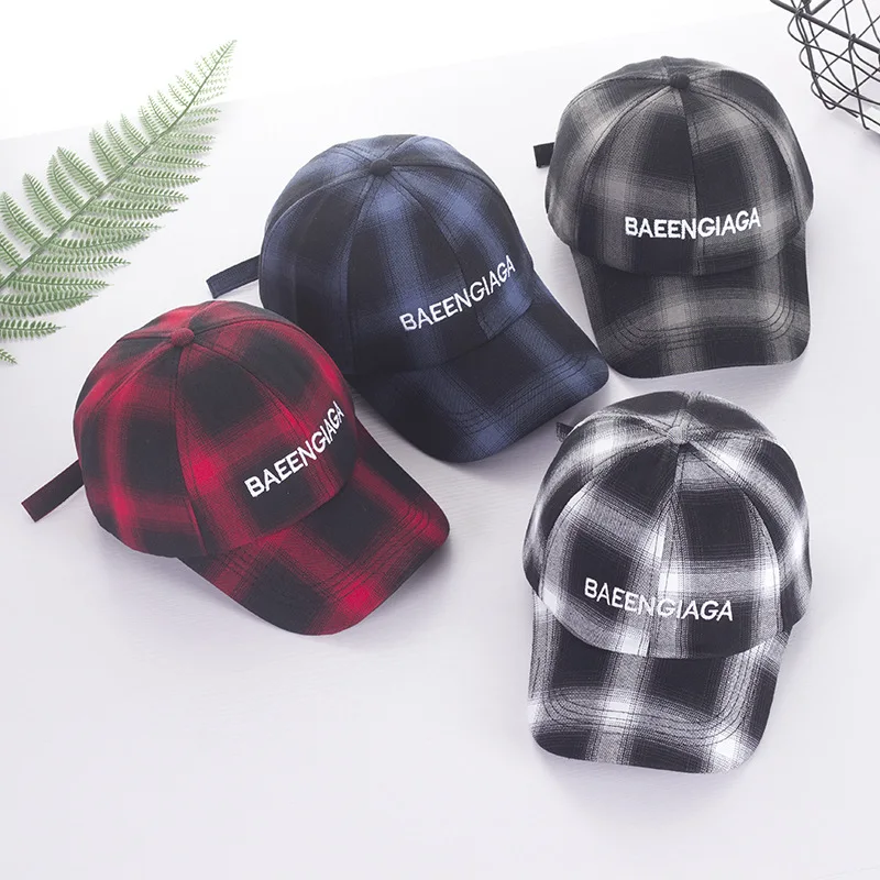 2018 New New Plaid Striped Baseball Cap Fashion With Rock Hat Sun Hat Male And Female