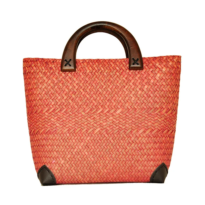 New] Thailand imported straw bag hand woven handbag woven straw bag