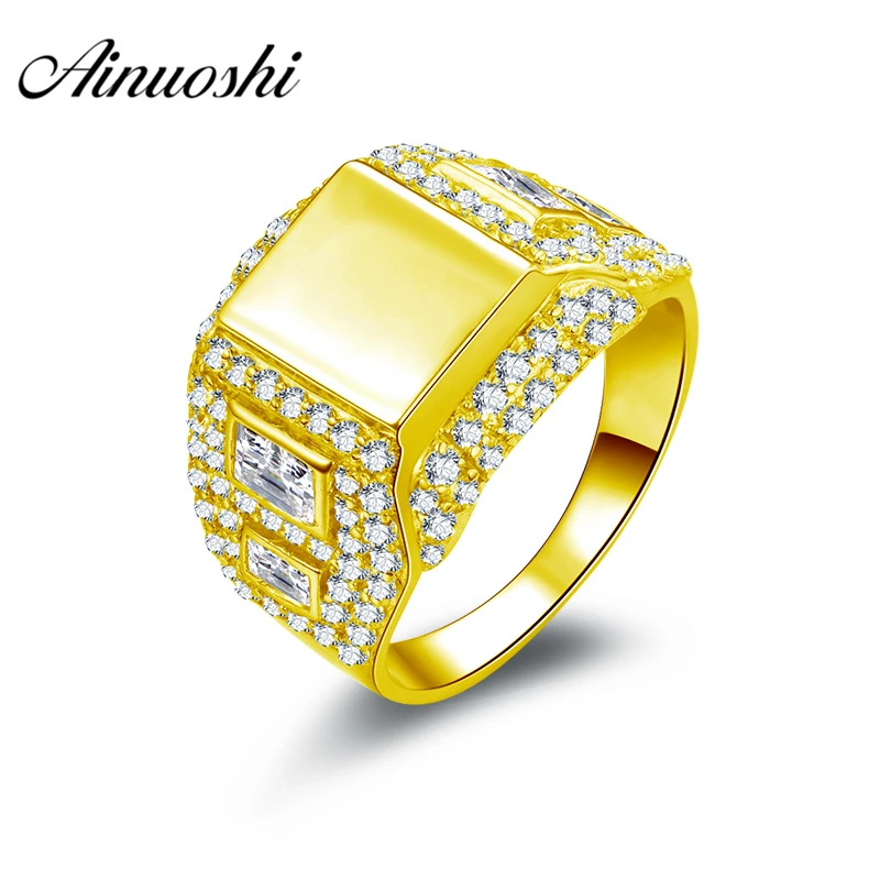 

AINUOSHI Generous Smooth Gold Men Ring 10K Solid Yellow Gold Ring Intricate Design Engagement Wedding Jewelry 6.8g Wedding Band