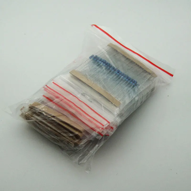 

600pcs/set 30 Kinds 1/4W Resistance 1% Metal Film Resistor Pack Assorted Kit 1K 10K 100K 220ohm 1M Resistors