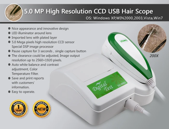 Promotion DHL free HOT SALE 5.0 MP High Resolution Digital CCD USB Hair Camera Hairscope Hair Analyzer Hair Scope Hair Diagnosis