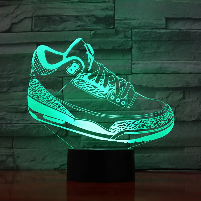 Мужская обувь Jordan баскетбол 3D ночник Led Illusion Touch сенсор для мальчиков детские подарки настольная лампа спальня кроссовки jordan 3