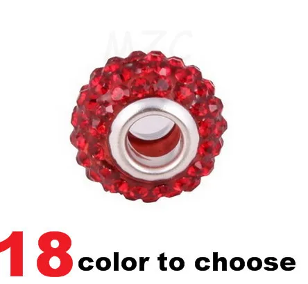 

70% OFF!Wolesale!14MM 50Pcs/lot Red Resin Rhinestone Silver Plated Core Big Hole Crystal European Beads Fit Charm Bracelets.