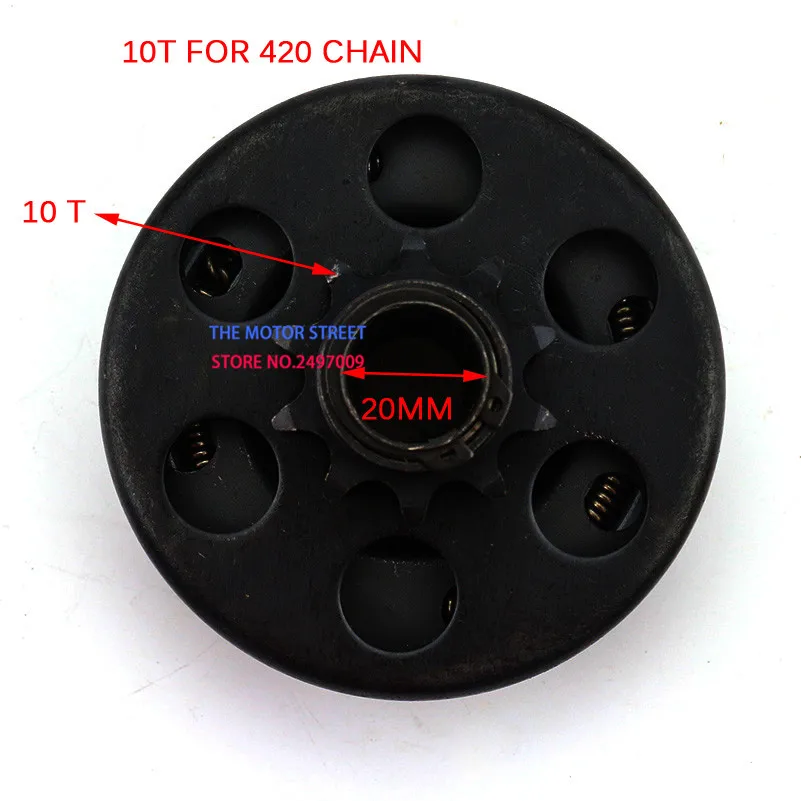 

free shipping 20mm 10 Tooth 420 Chain 168 engine Clutch For GO Kart Minibike Fun Centrifugal Automatic Clutch