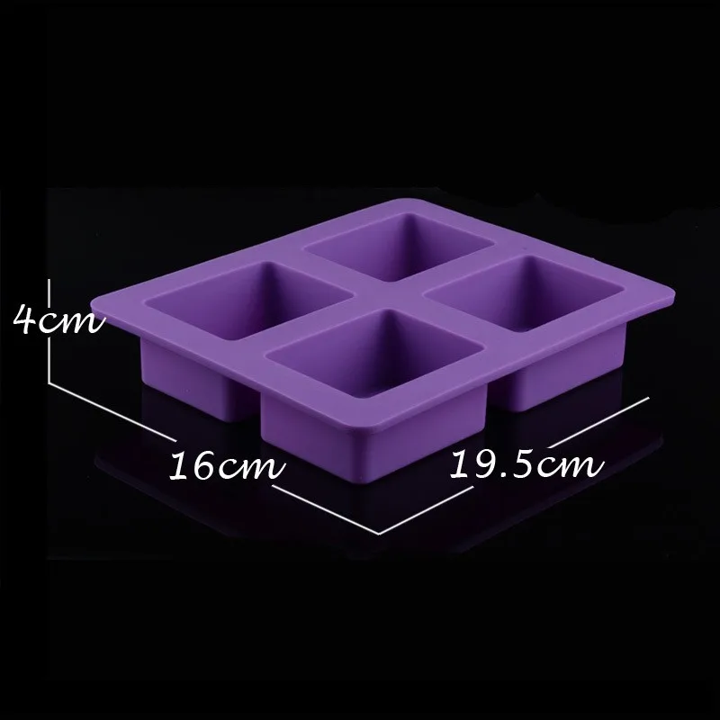 DIY мыло холодного приготовления рук плесень силиконового мыла Прямоугольная форма дерева четыре отверстия свеча производитель