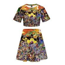 Frdun/Коллекция года,, костюм с объемным драконом, короткая юбка, футболка с короткими рукавами и короткая юбка, комплект повседневной одежды для девочек, Kpop