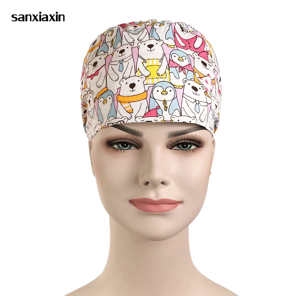 

sanxiaxin Scrub Cap Nurse Doctor Surgical Unisex Hospital Adjustable Medical Caps Print Scrub Lab Clinic Dental Operation Hat