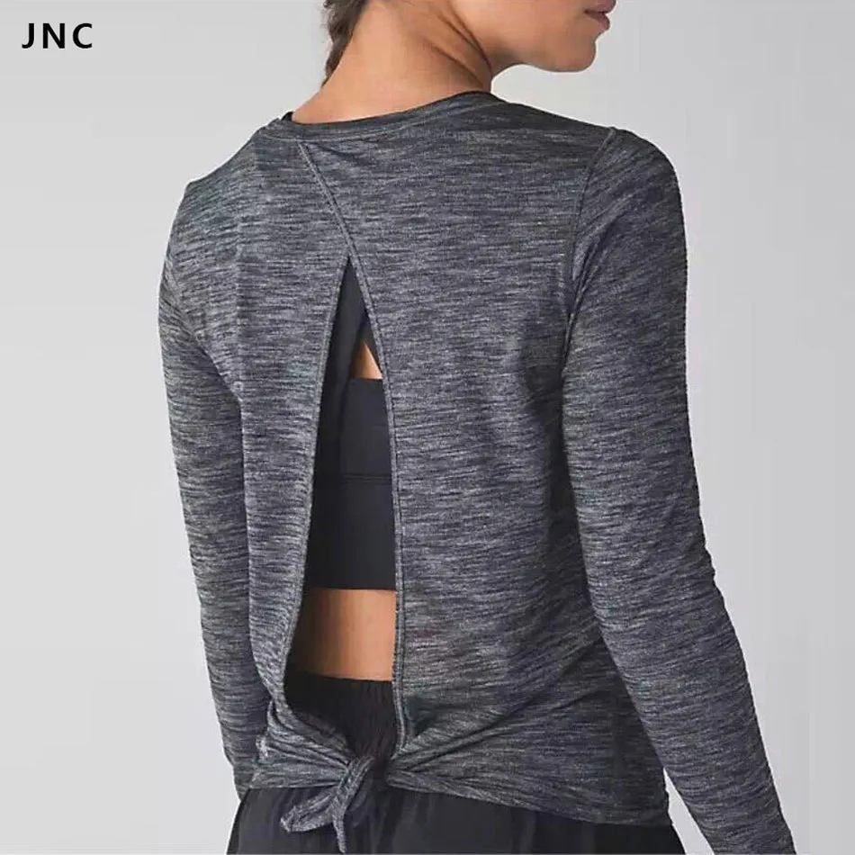 2016 JNC Sports Shirts Open-Back Top Yoga Shirt Long Sleeve Exercise Tops Workout Shirts For Women Gym Fitness Clothes 2016 JNC Sports Shirts Open-Back Top Yoga Shirt Long Sleeve Exercise Tops Workout Shirts For Women Gym Fitness Clothes