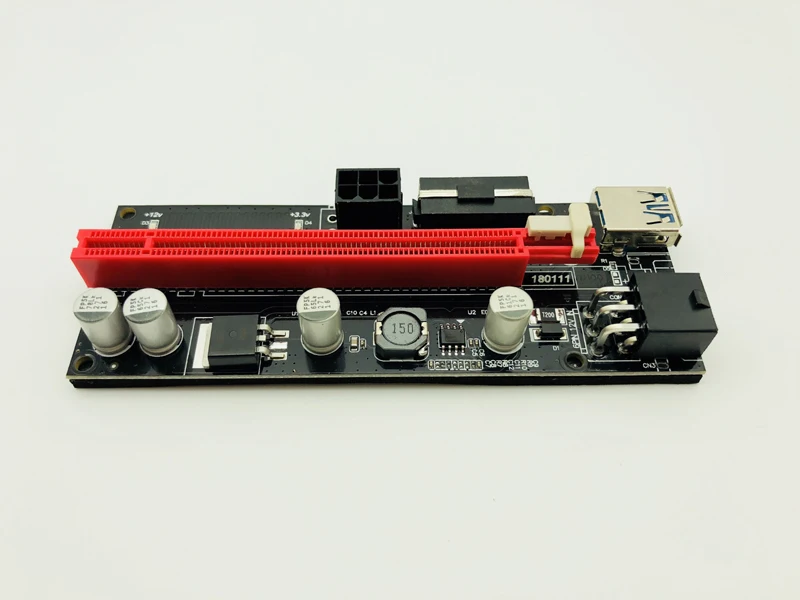 Адаптер 009S PCIE RISER 6PIN 16X с 2 светодиодами экспресс картой кабелем питания Sata и USB 3 0 60