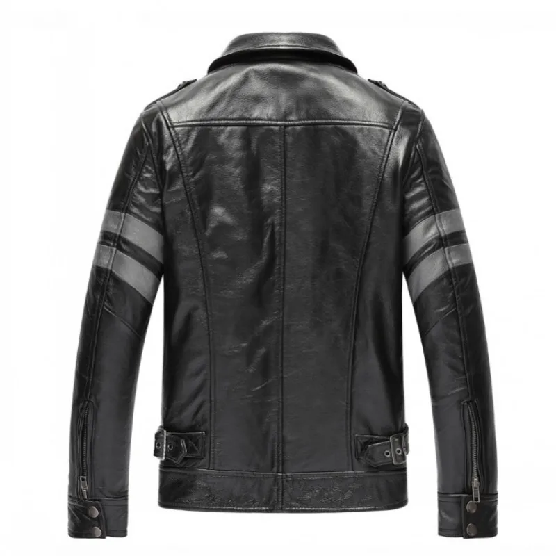 Новые мужские классические Куртки из натуральной коровьей кожи M65 с четырьмя карманами, мотоциклетная куртка из натуральной кожи, облегающие черные авиационные куртки с отворотом
