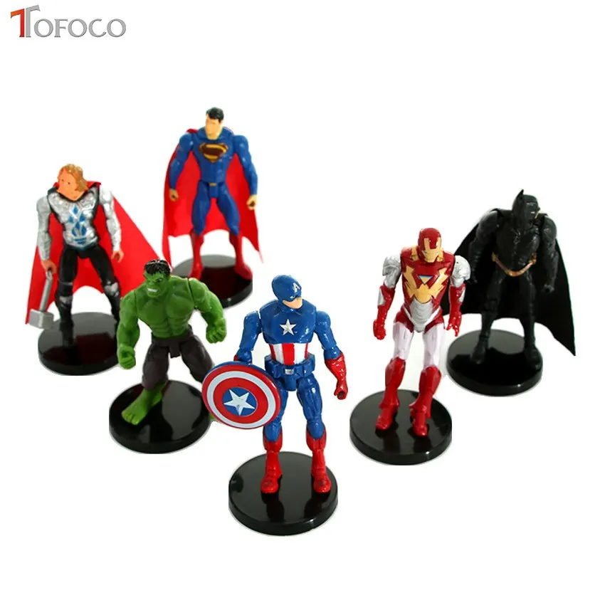 

TOFOCO 1PCS Superhero Action Figures Iron Man Hulk Captain America Superman Batman Toys For Children Gift Dolls