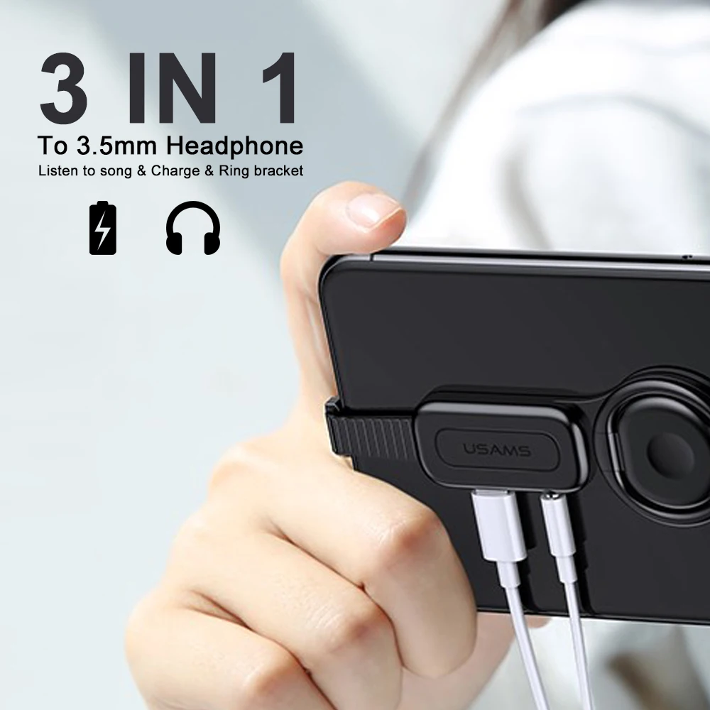 Автомобильный металлический держатель кольца для телефона iPhone 7 8 Plus XR XS Max 3 5 мм Aux