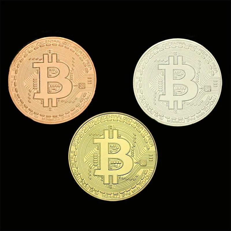 

3Pcs/Set Bitcoin BTC Medal Gold/ Sliver/ Copper Plated Steel Core Copy Coin Souvenir Metal Craft Coins Dia 40mm