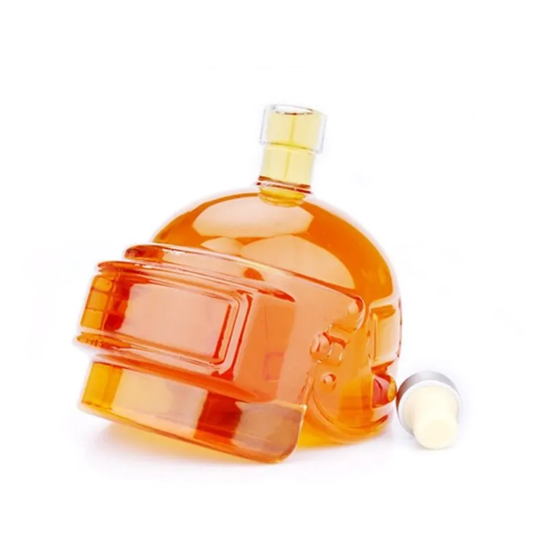 cheap Large Capacity Creative Novelty 3D Helmet PUBG Glass Whiskey Wine Decanters KTV Bar Carnival Party Hip Flask