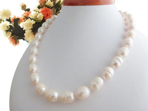 

classic 11-12mm Real seawater Pearl natural baroque white pink black pearl necklace 18inch (HAVE flaws)
