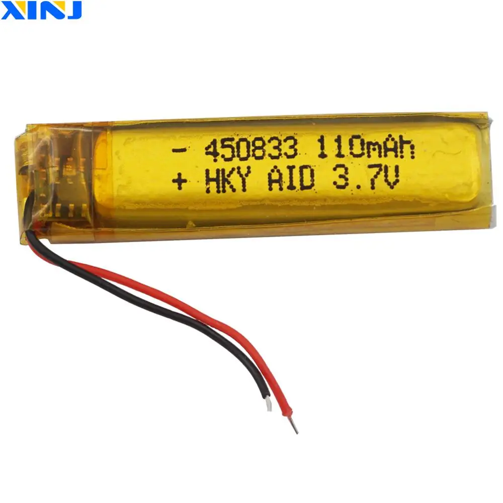 XINJ 3.7V 110mAh Li Polymer Battery Lipo 450833 For Pen Mp3 Mp4 Watch Speaker Headphones GPS Sat Nav Driving Recorder Bluetooth |