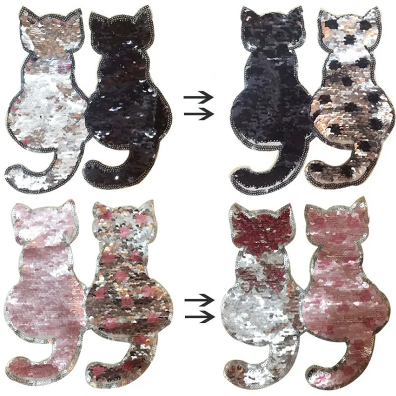 

Applique Clothes Patch Stickers Reversible Change Color Embroidery Accessories Crafts Sewing Cat Flip Sequins Cloth