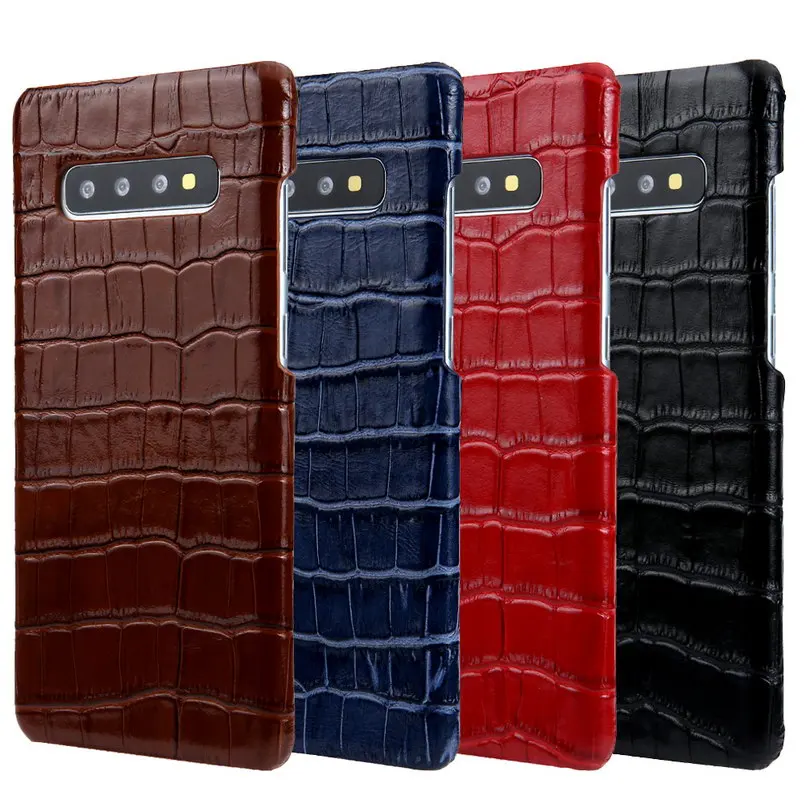 

For Samsung S10 Plus Phone Case Genuine Funda for Samsung Galaxy S10 Case Crocodile Pattern Cowhide Back Cover Leather Shell