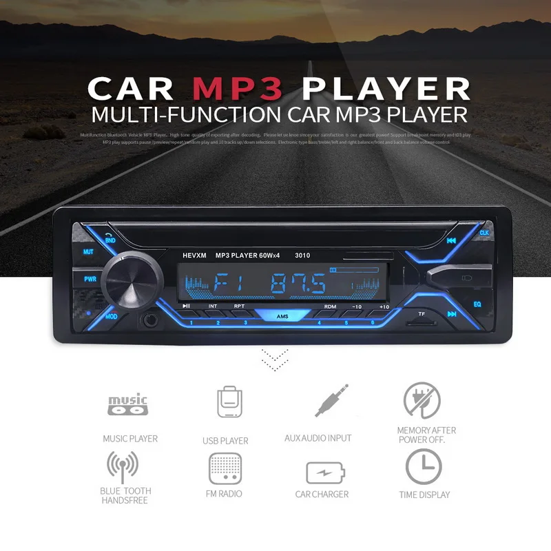 Автомобильный Aux MP3-плеер автомобильный стерео аудио 12 в один Din микрофон Bluetooth в-тире автомобильное FM Радио 1 Din 3010 3,5 дюймов