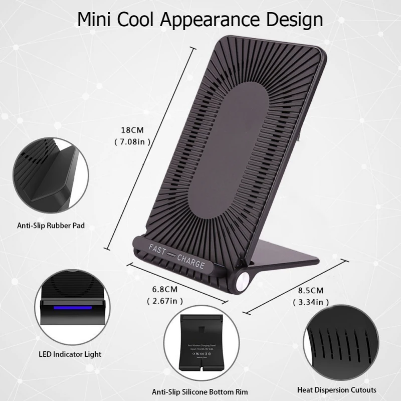 

Qi Wireless Charger with Cooling Fan Fast Charging Pad For iPhone X 8 8 Plus For Samsung Galaxy S7 S8 S8+ S6 edge
