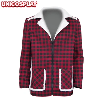 

Warm Coat Cosplay Costumes Red And Black Grid Cotton Outwear Halloween Uniform