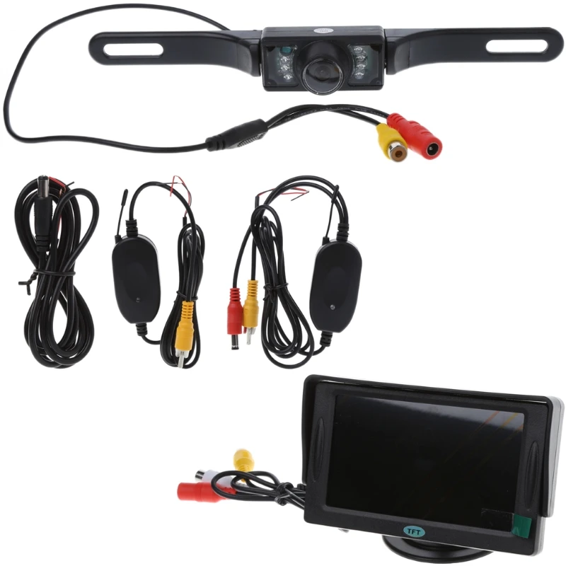 Автомобиля резервную Камера заднего вида Системы Ночное видение Беспроводной 4.3 "TFT ЖК-дисплей Мониторы комплект #0226